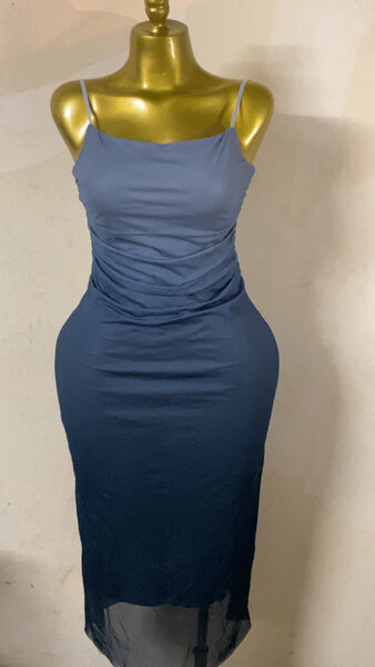 Robe Bleu Élégante Femme
