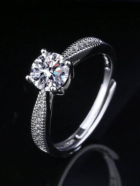 Bague Diamant Solitaire en Argent