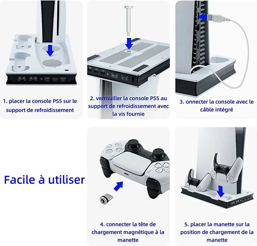 Station de Refroidissement pour Manette PS5 avec Recharge