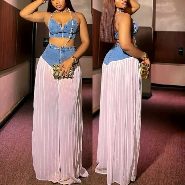 Ensemble jupe et haut en denim