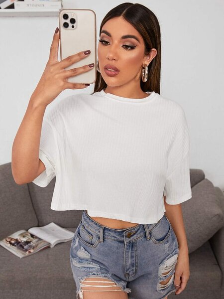 T-shirt blanc en coton décontracté