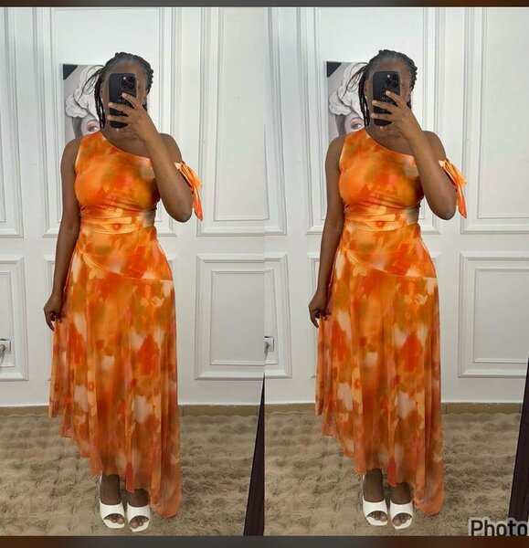 Robe asymétrique orange élégante