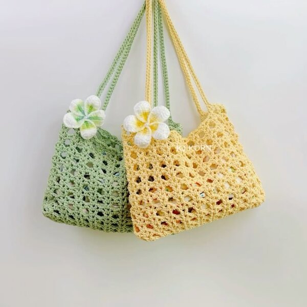 Cabas en crochet floral cotton