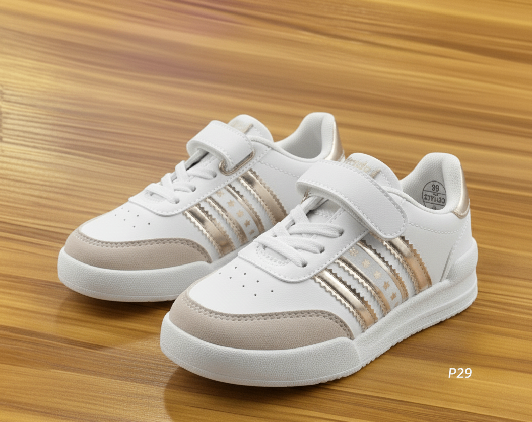 Baskets blanches et dorées enfant