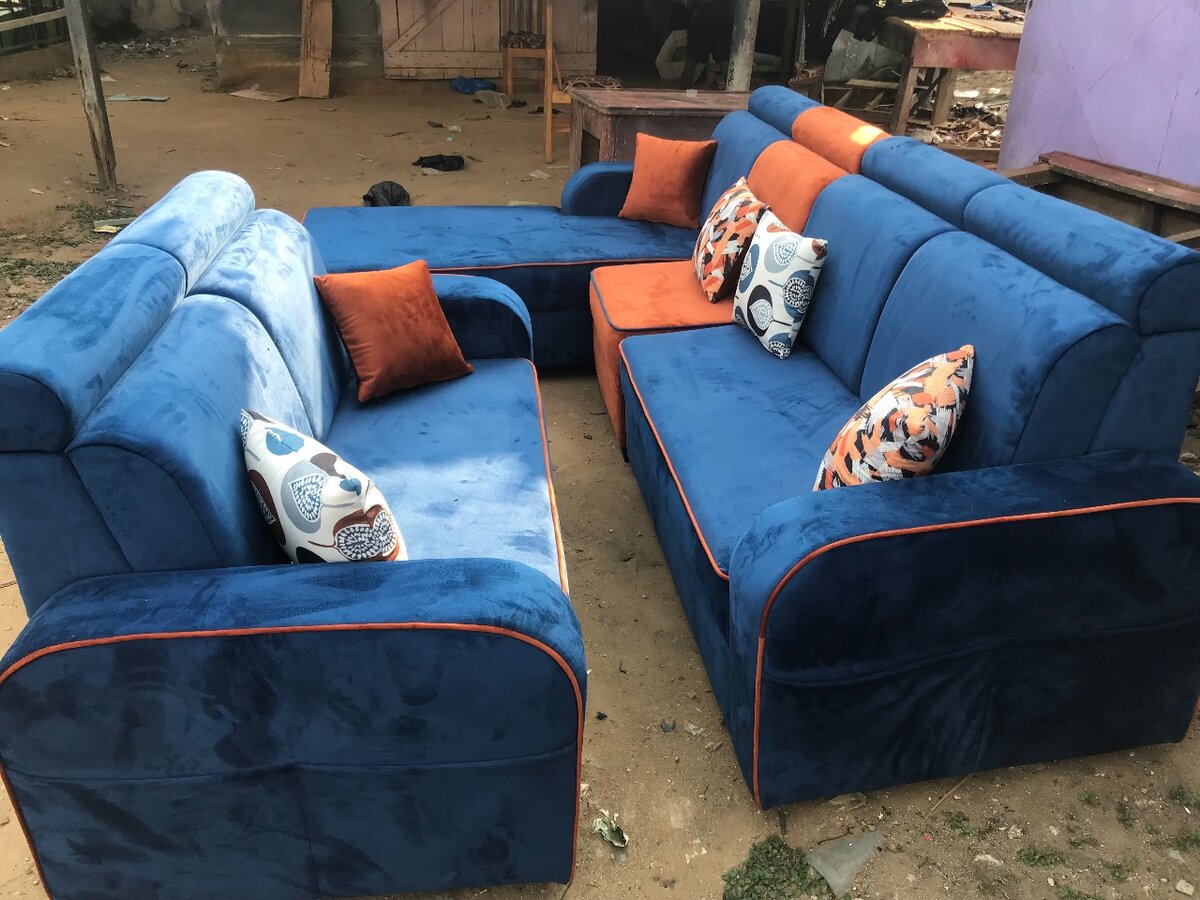 Canapé Modulaire Bleu Velours