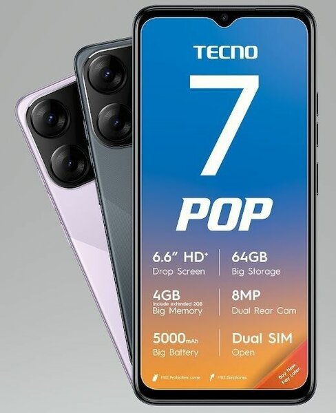 Tecno POP 7 Smartphone 4GB 64GB 5000mAh
