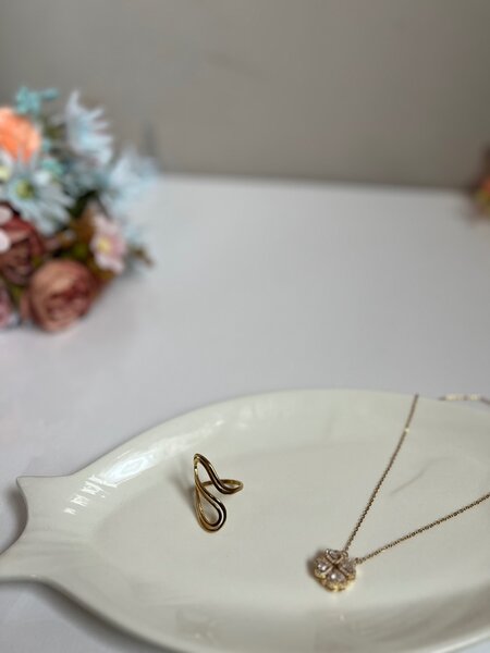 Necklace and statement ring