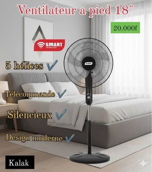 Ventilateur à Pied 18'' - Silencieux et Moderne