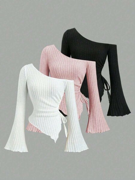 Pull asymétrique à manches longues