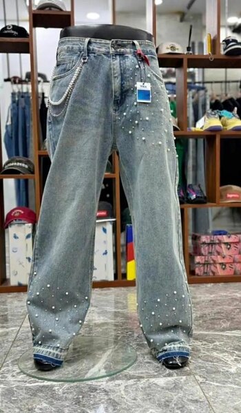 Jeans homme baggy avec strass