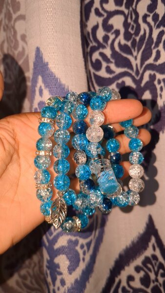 Blue Crackle Beads Bracelets