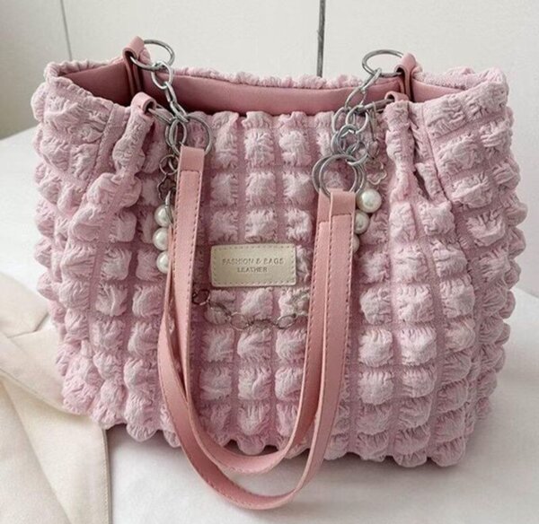 Ladies Hand Bag High Capacity Tote Bag Nylon Pearl Shoulder