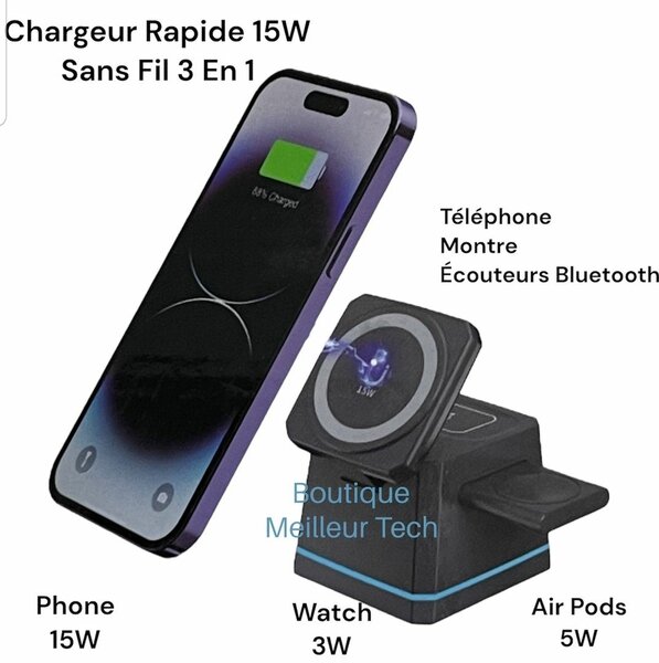 Chargeur Sans fil Pour iPhone Magsafe Noir - Charge Ra