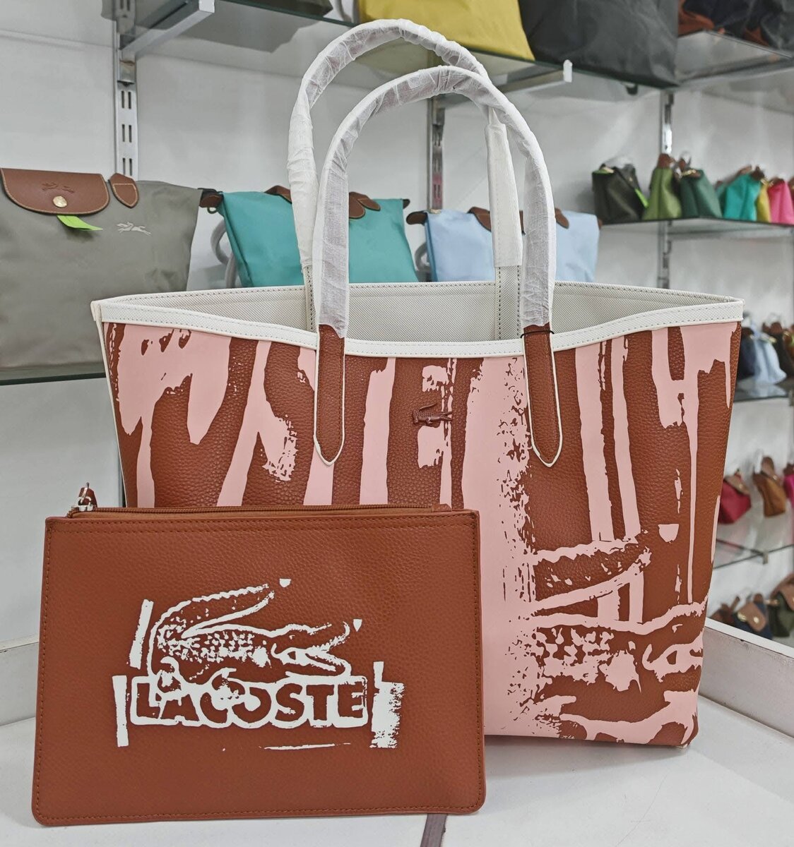 Sac cabas Lacoste en cuir