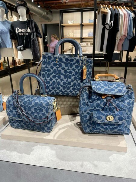 Coach Sac à main en cuir bleu pour femme