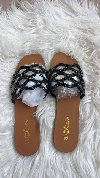 Sandales plates à strass pour femme