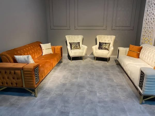 white and orange furniture set