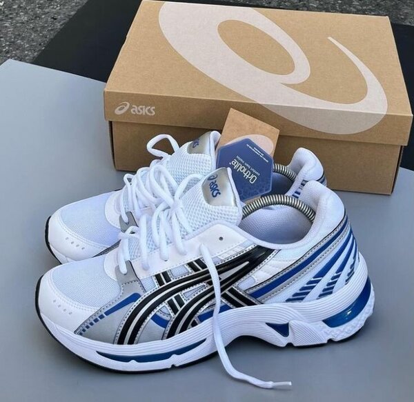 Chaussures Asics blanches et bleues pour homme