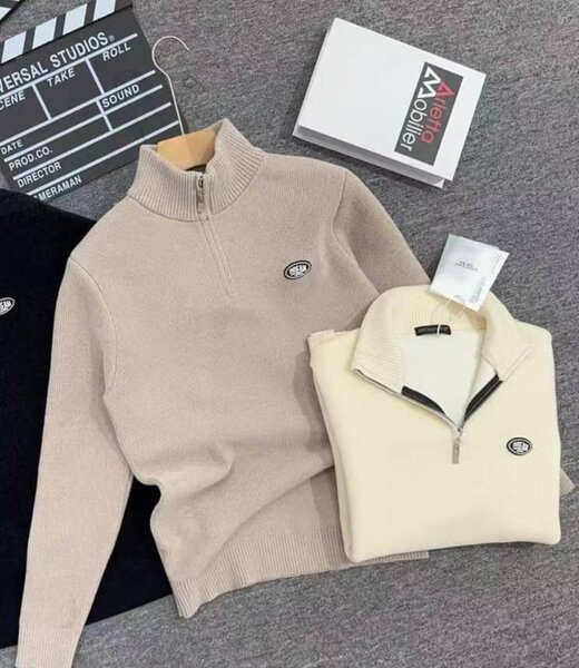 Pull en laine col zippé