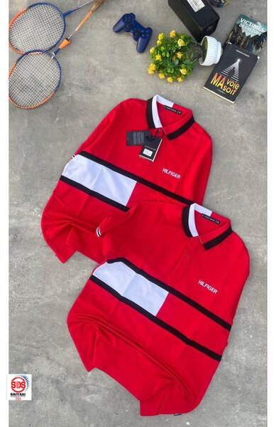 Polo rouge homme style sportif