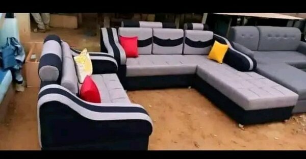 Canapé d'angle moderne gris et noir