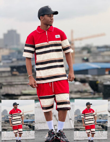 Tenue décontractée rouge rayée