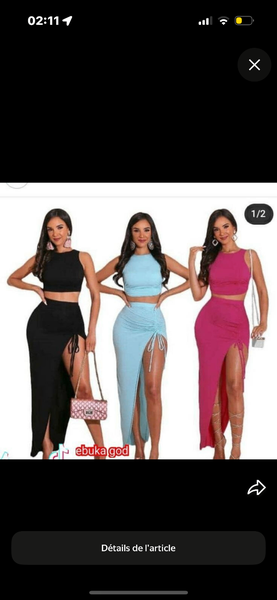 Robe deux pièces élégante fente