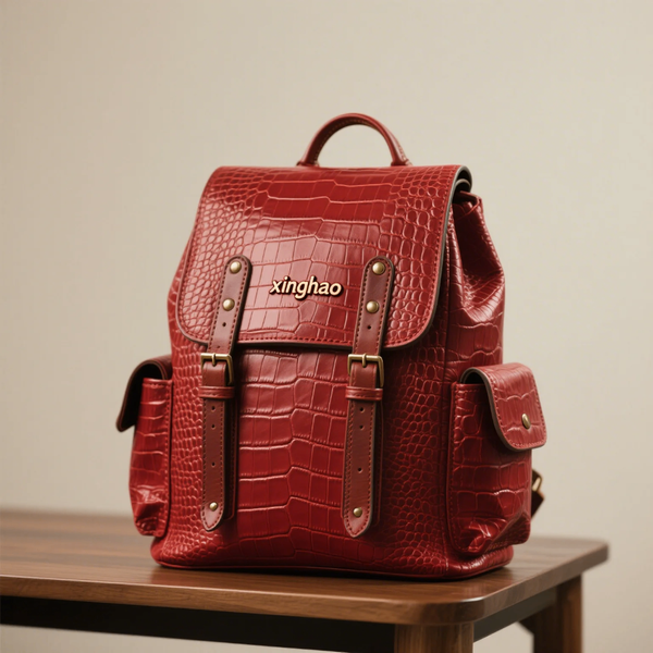 Sac à dos en cuir rouge