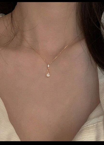 Water drop and bird necklace