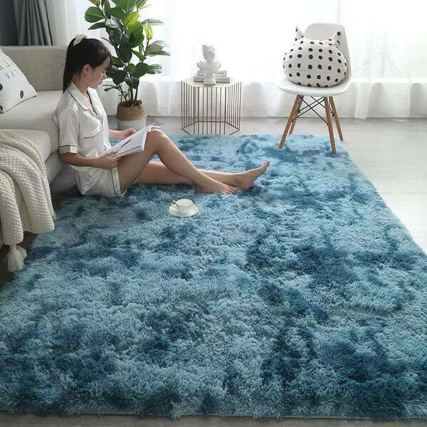 Tapis moelleux bleu