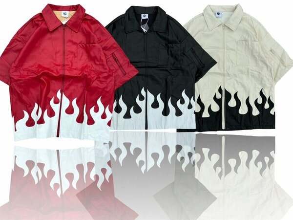 Chemise unisexe motif flamme