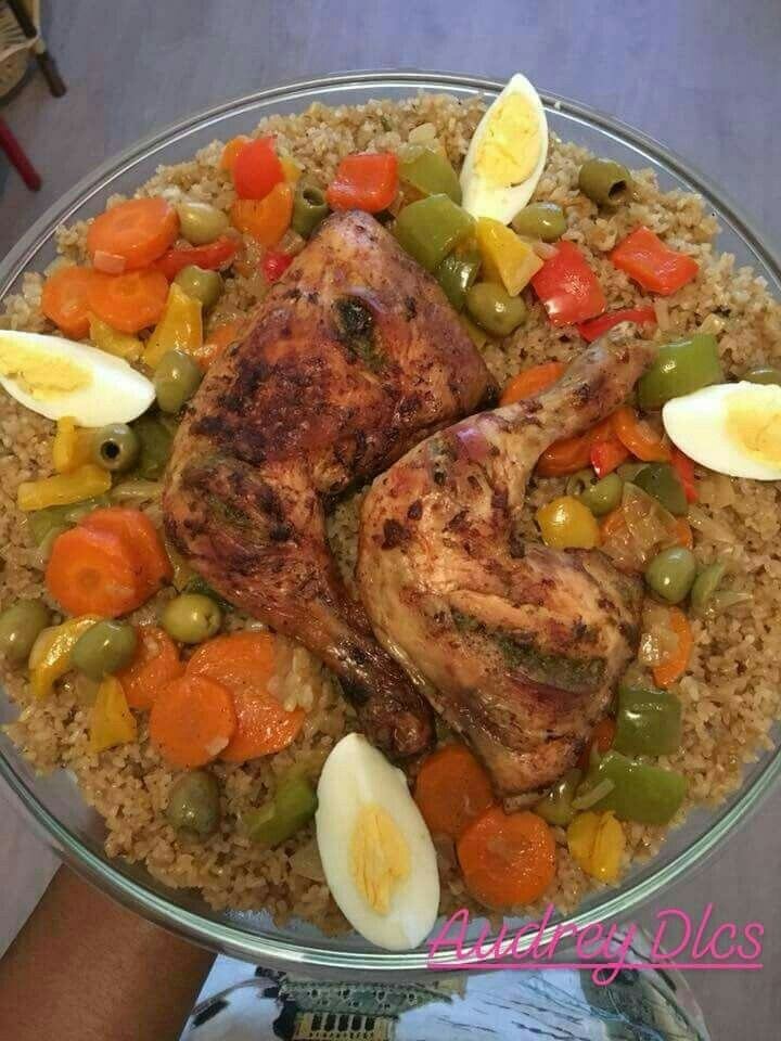 Poulet grillé et riz épicé