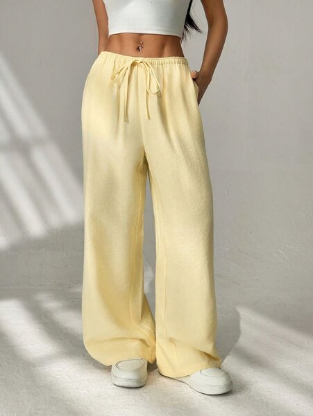 Pantalon ample jaune femme