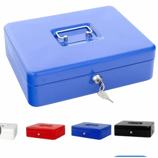 Coffre-fort métallique verrouillable bleu