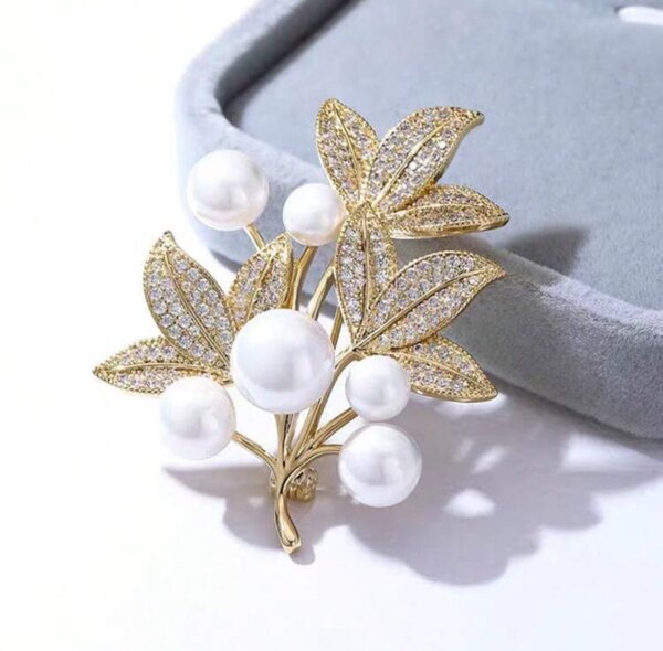 Rhinestone and Pearl Brooch
