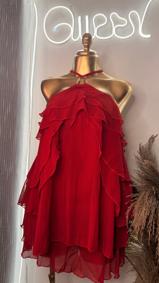 Robe courte à volants pour femme