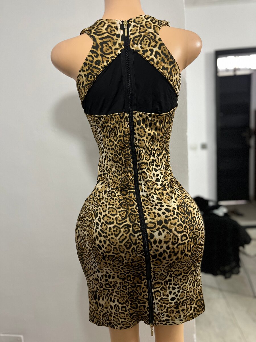 Robe léopard moulante élégante