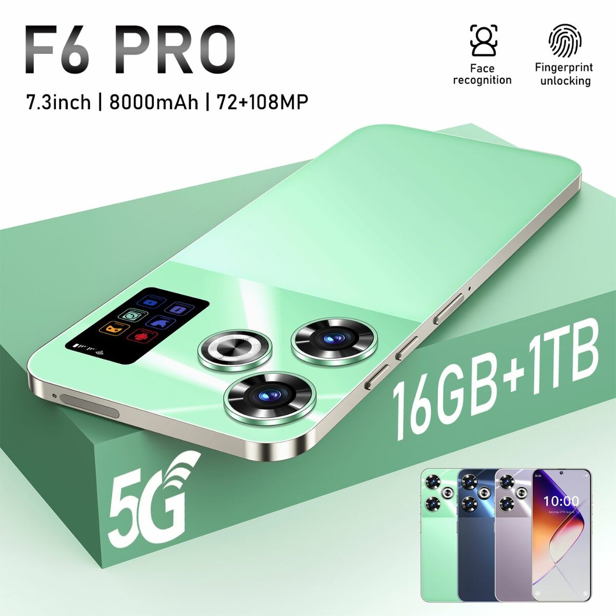 F6 Pro Smartphone 5G 7.3'' 16Go+1To
