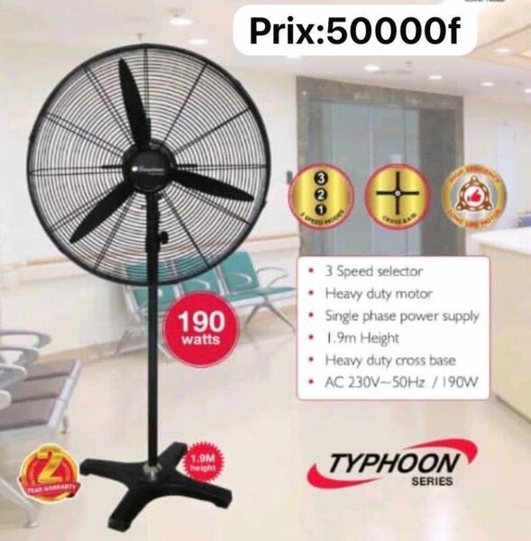 Ventilateur sur pied TYPHOON 190W 3 vitesses