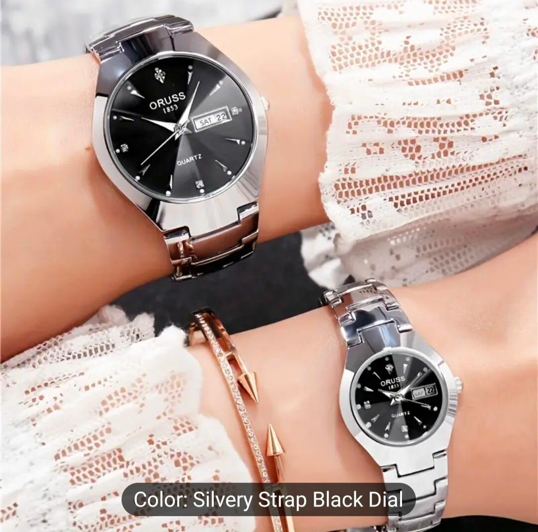 Ceramic silver couple watch | Couple watches | Casual watch