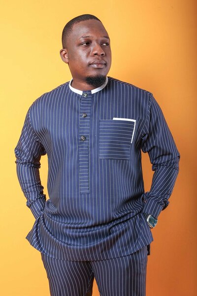 Ensemble tunique à rayures bleues