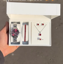 Комплект с наручными часами для женщин в красном цвете