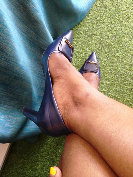 Block heel navy Blue