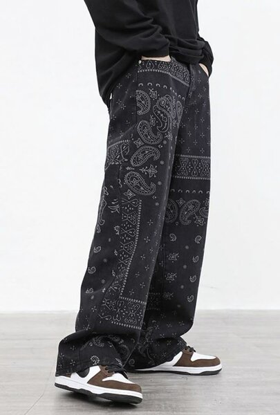 Pantalon noir homme avec motif paisley
