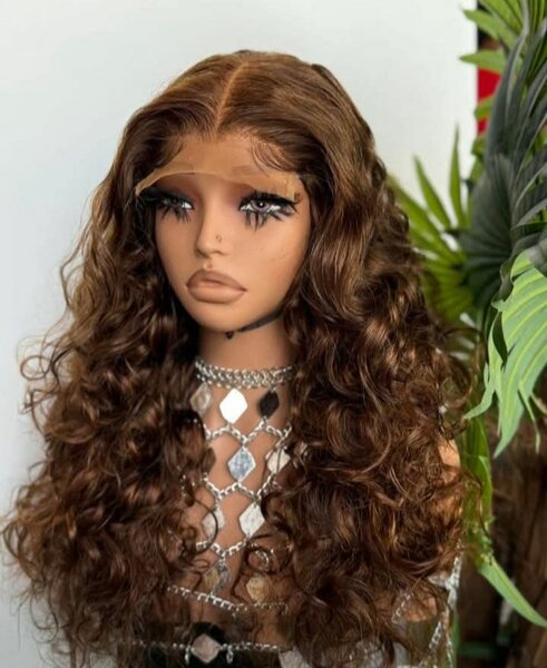 Perruque frisée marron et noir