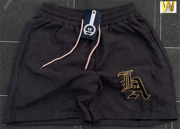 Shorts homme en velours noir avec logo LA