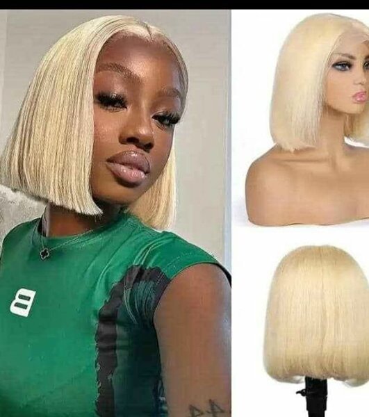 Perruque courte blonde pour femme