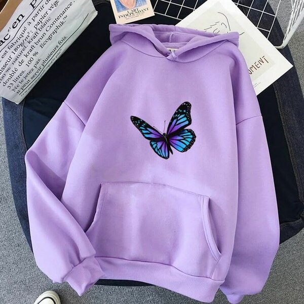 Sweat à Capuche Violet Papillon
