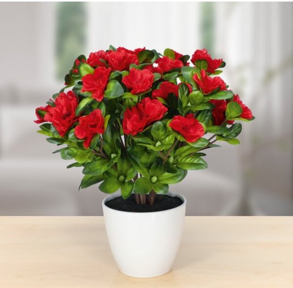 Faux Azalée Rouge en Pot