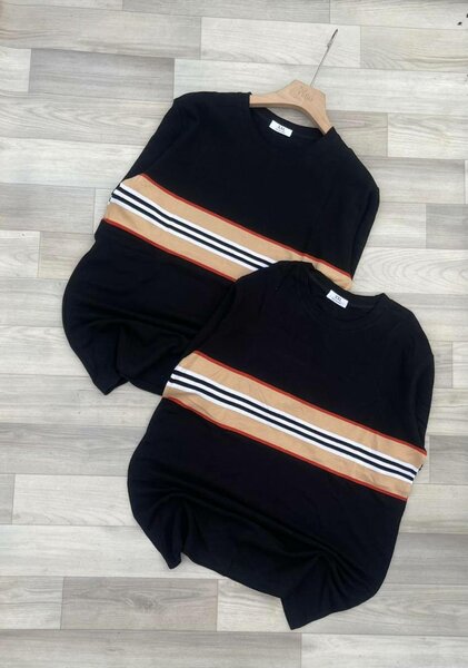 Sweat-shirt noir à rayures pour homme